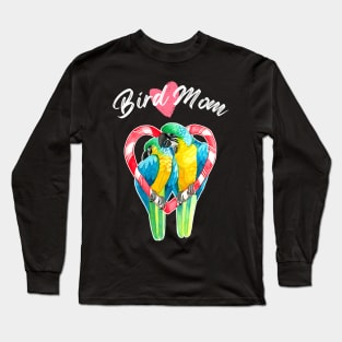 Parrot Bird Mom - Macaw Watercolor Long Sleeve T-Shirt